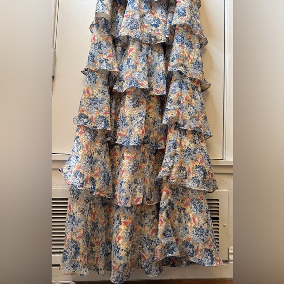 Lauren Ralph Lauren Floral Crinkle Georgette Halter Criss Cross Ruffle Dress 16 - Picture 15 of 16